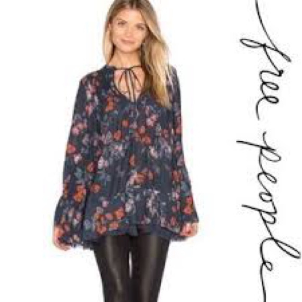 Free People Pebble Crepe So Fine Smocked Tunic | EUC XS